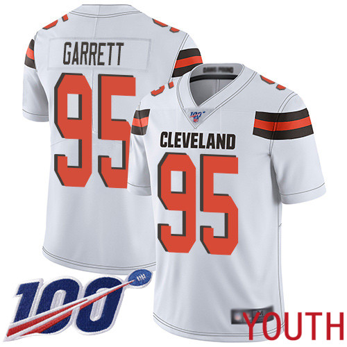 Cleveland Browns Myles Garrett Youth White Limited Jersey #95 NFL Football Road 100th Season Vapor Untouchable->youth nfl jersey->Youth Jersey